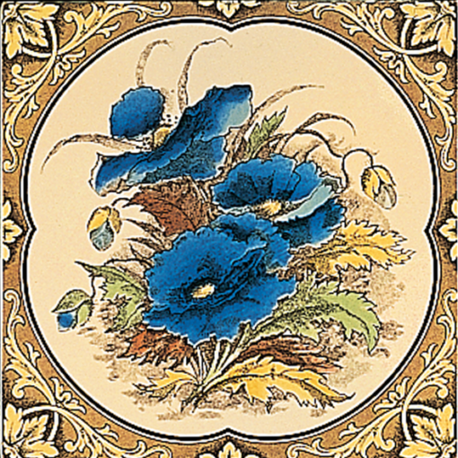 Stovax Blue Poppies Fireplace Tile