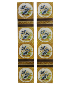 Original Hand Painted Pansy Victorian Fireplace Tiles