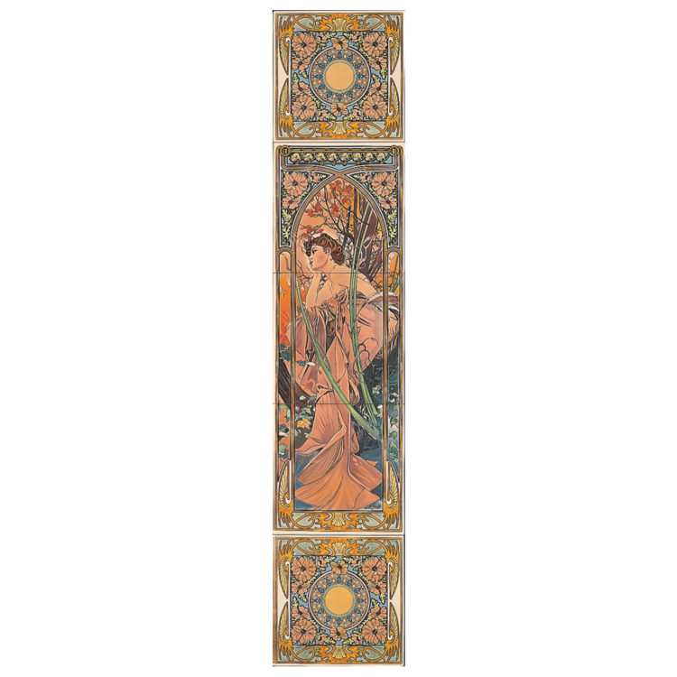 Alphonse Mucha Evening Reverie Tile Set (RH) - Victorian Fireplace Store