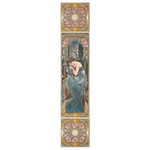 Alphonse Mucha Nocturnal Slumber Decorated Tile Set