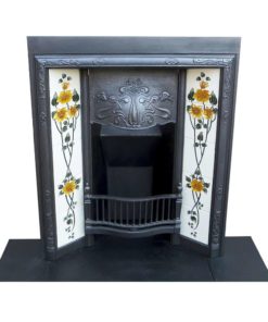 Art Nouveau Antique Cast Iron Fireplace Insert