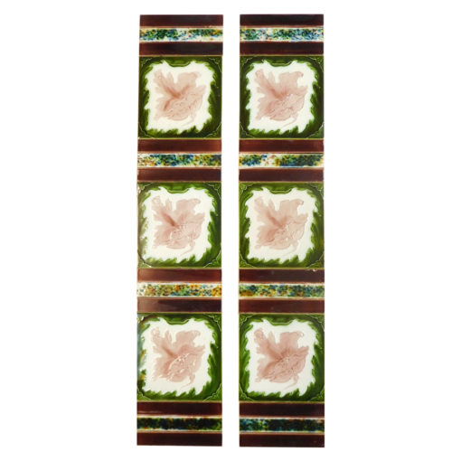 Green & Pink Floral Fireplace Tiles