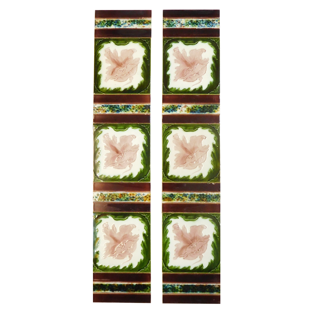 Ot229 Green Pink Floral Fireplace Tiles Ebay