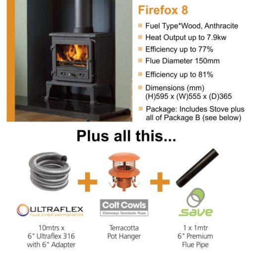 Gallery Firefox 8 Cleanburn Stove Package Deal (8.5kW)