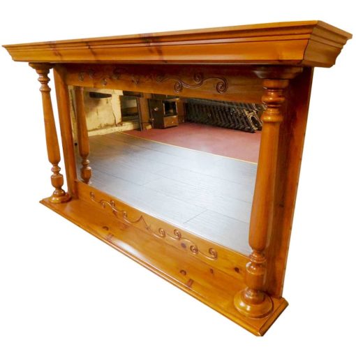Wooden Overmantel With Mirror