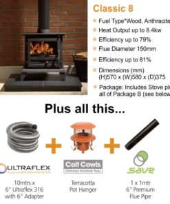 Gallery Classic 8 Cleanburn Stove Package Deal (8.4kW)