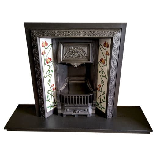 INS351 - Antique Floral Insert Fireplace